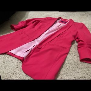 Hot Pink Ruched Sleeve Blazer
